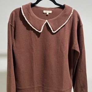 Madewell Brown Shirt with Laced Collar